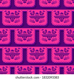 Day of the Dead pattern seamless. Dia de Muertos background. Skull and skeleton ornament