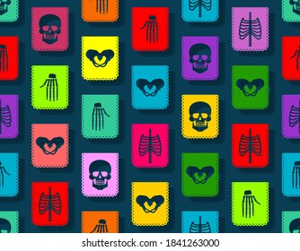 Day of the Dead pattern seamless. Dia de Muertos background. Skull and skeleton ornament