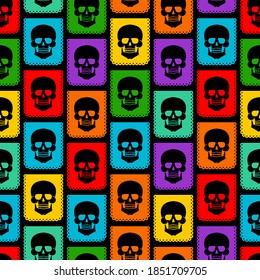 Day of the Dead pattern seamless. Dia de Muertos background. Skull and skeleton ornament