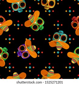 Day of the Dead pattern seamless Vector Illustration. Decor skull.
