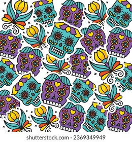 Day of the dead pattern template design