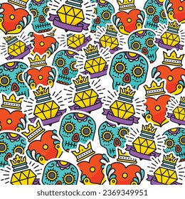 Day of the dead pattern template design