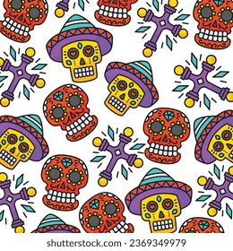 Day of the dead pattern template design