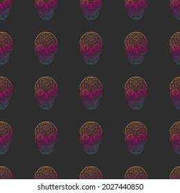 Day of the Dead  Pattern Vector Illustration. Mexican Candy Skull Design Texture Clip Art Background. Holiday Banner Horror Party.