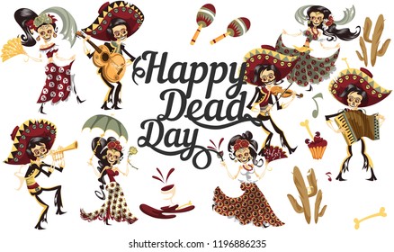 Day of the dead people skeletons party poster