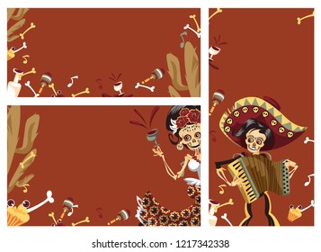 Day of the dead people skeletons party poster
