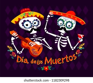 Day the dead Postcard vector illustration  Mexican Dia de los Muertos  
