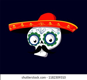 Day of the dead Postcard vector illustration. Mexican Dia de los Muertos. 
