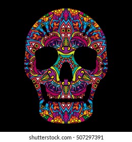 Day Dead Psychedelic Mexican Textured Skull Stock Vector (Royalty Free ...