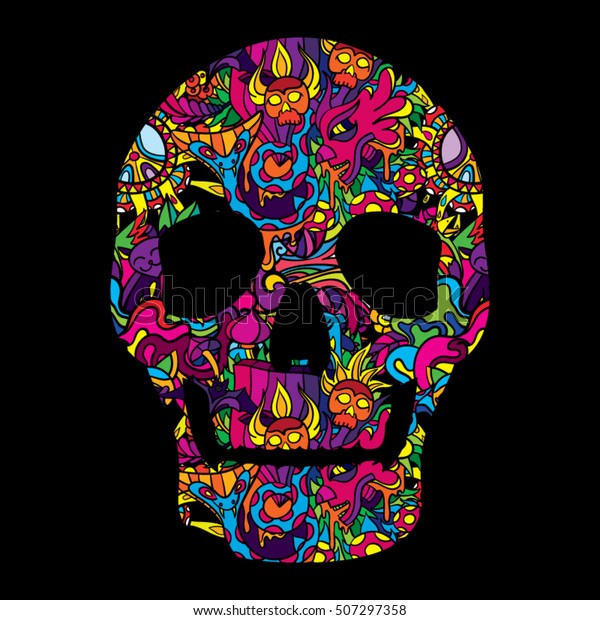 Day Dead Psychedelic Mexican Textured Skull Stock Vector (Royalty Free ...