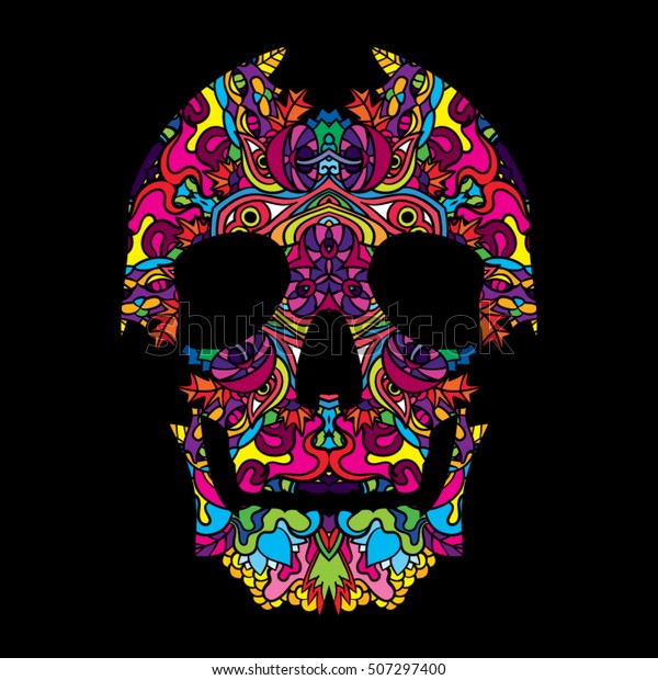 Day Dead Psychedelic Mexican Textured Skull Stock Vector (Royalty Free ...