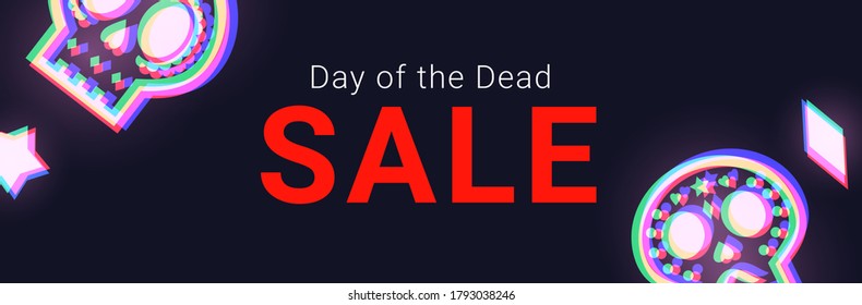 Day of the Dead Sale banner. Dia de Muertos Clearance Poster