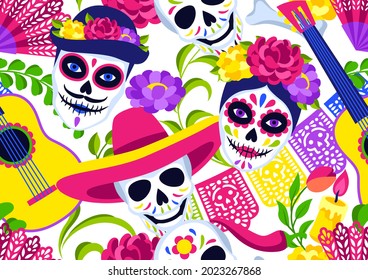 Tag des Toten nahtlosen Musters. Dia de los muertos. Mexikanische Feier.