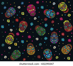 Day of the dead seamless pattern. Trendy style
