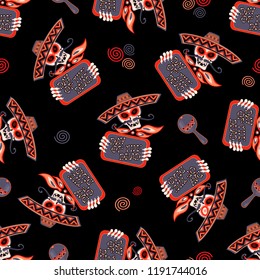 Day of the dead. Seamless pattern. Vector.