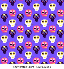 Day Of Dead Seamless Pattern. Vector Illustration of Mexican Holiday Background.