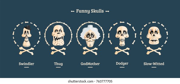 Day of the Dead. Set of skulls. Vector illustration