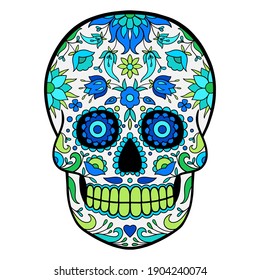 Day Of The Dead Skull. Colorful Mexican Sugar Skull