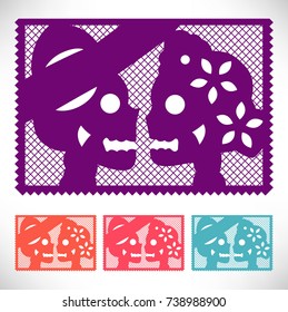 Day Of The Dead Skull Couple - Cut Out Paper Set