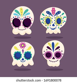 day of the dead. skull floral flower ornament traditional mexican celebration vector illustration