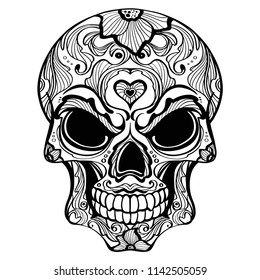 Day of The Dead, skull with floral ornament