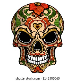 Day of The Dead, skull with floral ornament