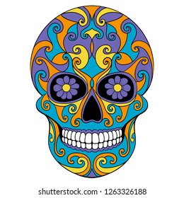 Day Dead Colorful Skull Floral Ornament Stock Vector (Royalty Free ...