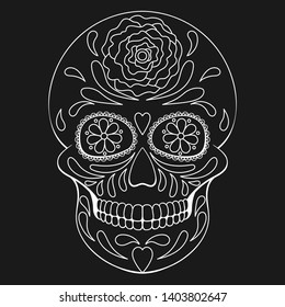 Day of The Dead Skull with floral ornament. Mexican sugar skull. Vector illustration
