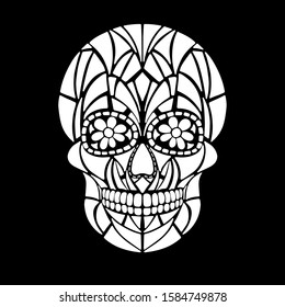 Day of The Dead Skull with floral ornament. Mexican sugar skull. Vector illustration