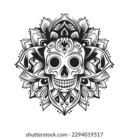Day of the dead skull with floral pattern
