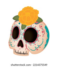 Day Of The Dead, Skull With Flower Icon