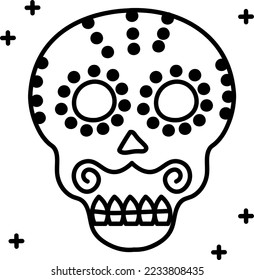 Day of the dead skull hand drawn icon vector design