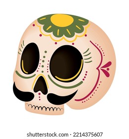 day of the dead, skull icon isolated