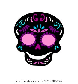 Day Of The Dead Skull isolated on white. Vector design element for greeting and ad products.