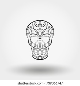 Day of the dead. Skull. Mexican. Icon for web and mobile application. Vector illustration on a white background. Flat design style.
