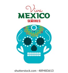 day of dead skull mexico festive design