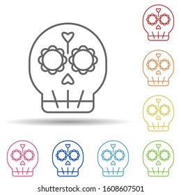 day of the dead, skull multi color style icon. Simple thin line, outline vector of day of the dead icons for ui and ux, website or mobile application