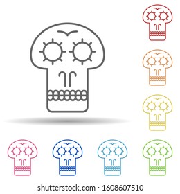 day of the dead, skull multi color style icon. Simple thin line, outline vector of day of the dead icons for ui and ux, website or mobile application