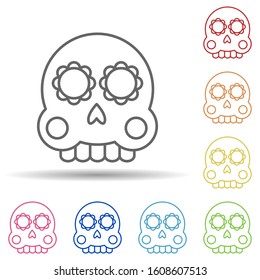 day of the dead, skull multi color style icon. Simple thin line, outline vector of day of the dead icons for ui and ux, website or mobile application