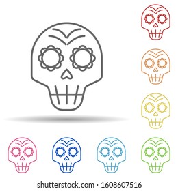 day of the dead, skull multi color style icon. Simple thin line, outline vector of day of the dead icons for ui and ux, website or mobile application