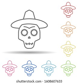 day of the dead, skull multi color style icon. Simple thin line, outline vector of day of the dead icons for ui and ux, website or mobile application