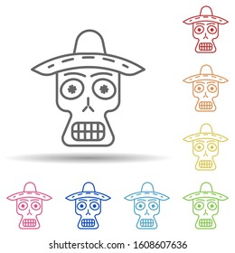 day of the dead, skull multi color style icon. Simple thin line, outline vector of day of the dead icons for ui and ux, website or mobile application
