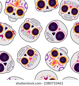 Day of the Dead skull pattern. Dia de los muertos print. Day of the dead and mexican Halloween texture. Mexican tradition festival.  fiesta, holiday poster, party flyer, funny greeting card