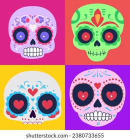 Day of the Dead skull pattern. Dia de los muertos print. Day of the dead and mexican Halloween texture. Mexican tradition festival.  fiesta, holiday poster, party flyer, funny greeting card