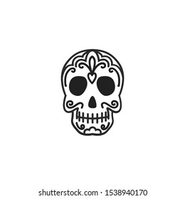 Day Of The Dead skull silhouette icon vector on a white background