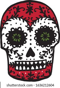 Day Of The Dead Skull. Skull sugar flower. Skull tattoo. Vector illustration