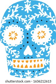 Day Of The Dead Skull. Skull sugar flower. Skull tattoo. Vector illustration