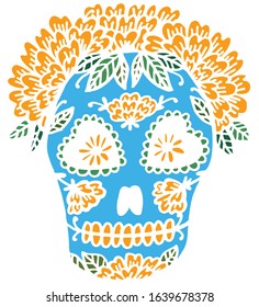 Day Of The Dead Skull. Skull sugar flower. Skull tattoo. Vector illustration