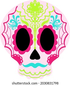 Day Of The Dead Skull. Skull sugar flower. Skull tattoo. Vector illustration