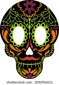 Day Of The Dead Skull. Skull sugar flower. Skull tattoo. Vector illustration